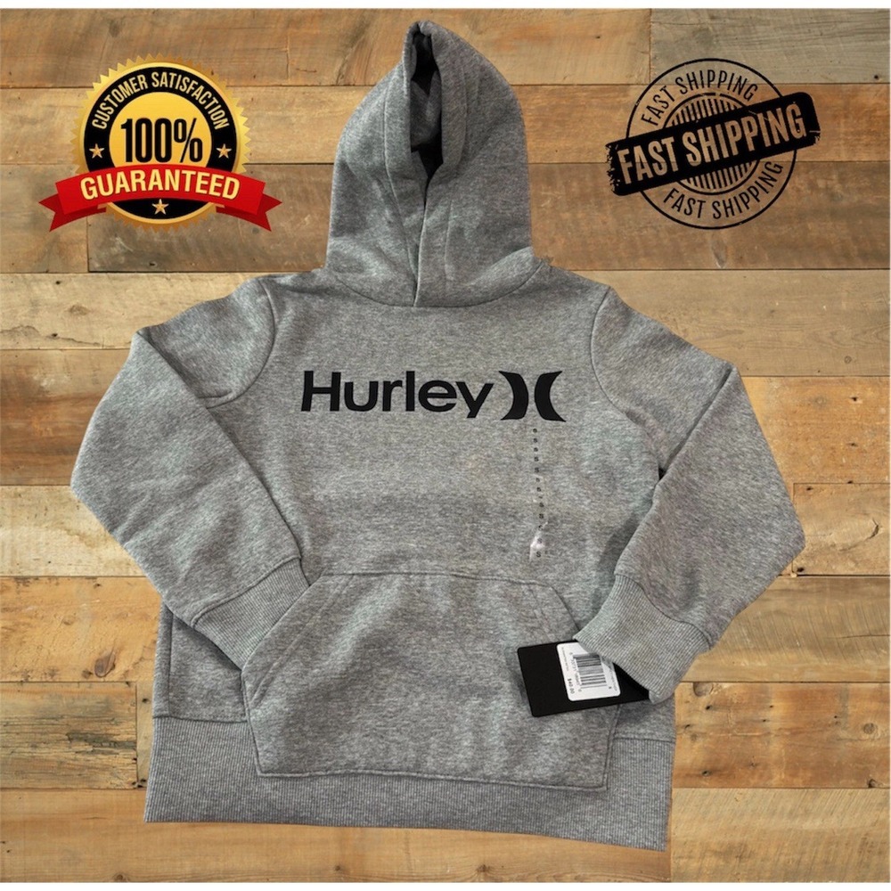 Hurley Hoodie‎ Youth Grey Hood Pullover Logo Sweatshirt, Size Small